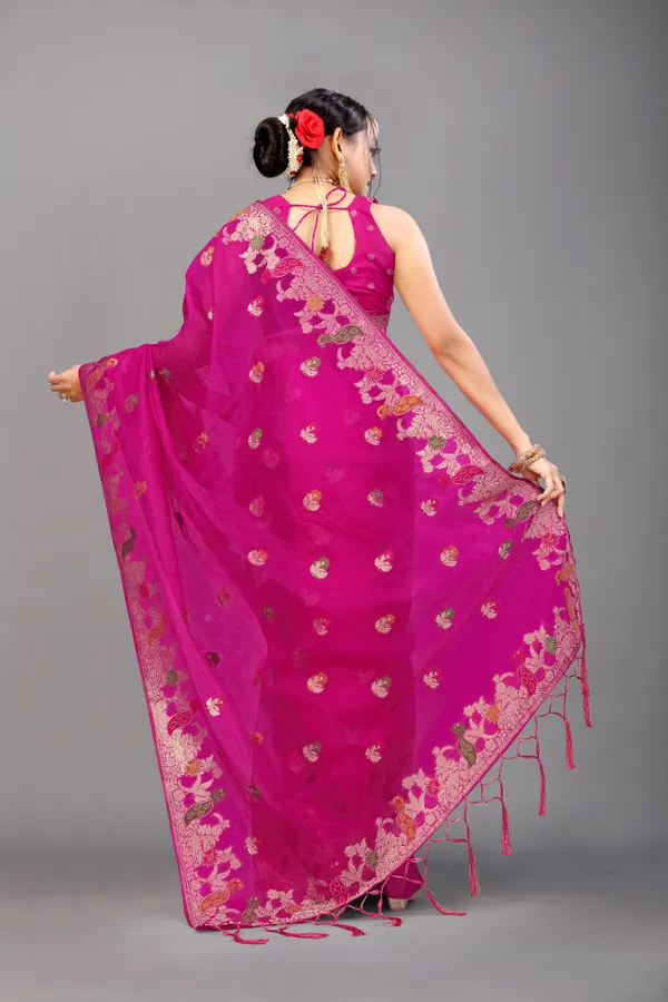 MAGENTA_WOVEN_WORK_ORGANZA_SAREE